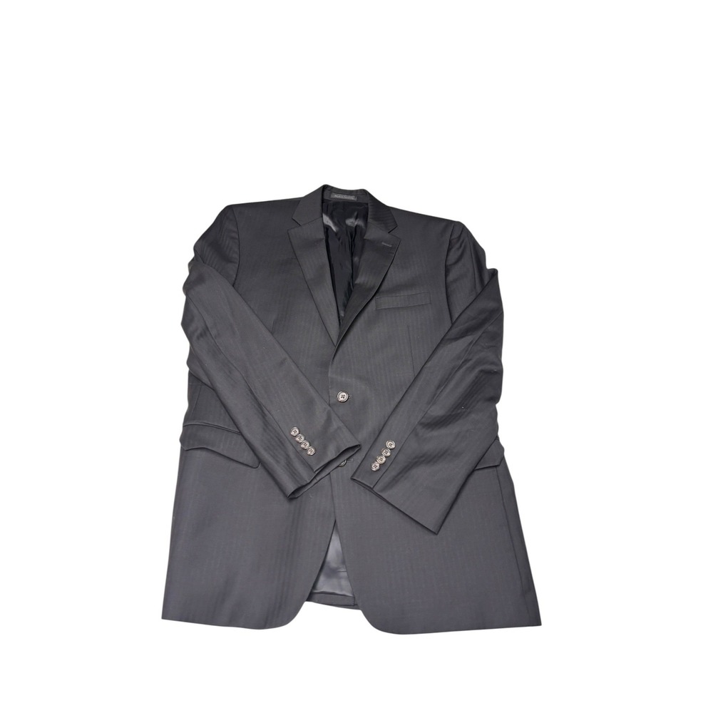 Lauren Ralph Lauren Mens 42L Wool Blazer Black Charcoal Herringbone Suit Jacket‎